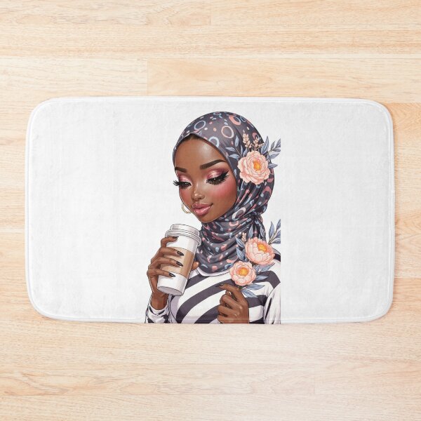 Item preview, Stylish Hijabi Girl Sticker | Muslim Woman in Black and White Stripes with coffee  designed and sold by Lulunza.