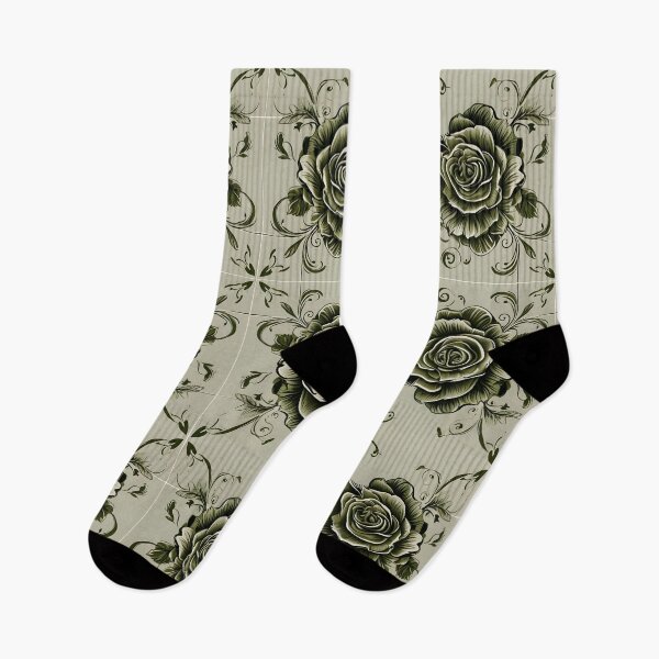 Item preview, Vintage Green Roses Floral Pattern A-Line Dress - Elegant Sage Beige Rose Design designed and sold by FestivityFinds.