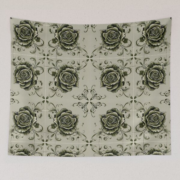 Item preview, Vintage Green Roses Floral Pattern A-Line Dress - Elegant Sage Beige Rose Design designed and sold by FestivityFinds.