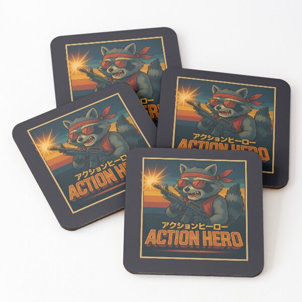 Item preview, Action Hero Raccoon Retro 80s designed and sold by k3rstman1.