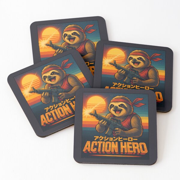 Item preview, Action Hero Sloth: Retro 80s Synthwave designed and sold by k3rstman1.