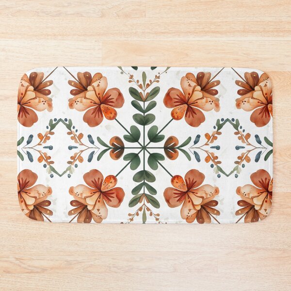 Item preview, Earth-Toned Floral Symmetrical Pattern with Green Leaves A-Line Dress – Elegant Botanical Design designed and sold by FestivityFinds.