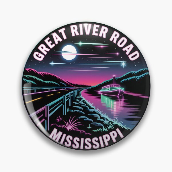 Item preview, Neon Night Great River Road Mississippi Sticker designed and sold by Horizon Tales.