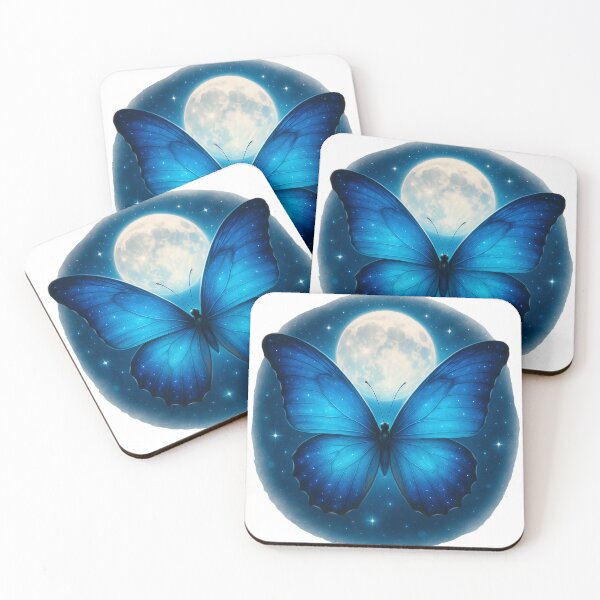 Item preview, Moonlit Blue Morpho Butterfly – Celestial Wings Under the Full Moon designed and sold by Zee's Whimsical Wonders.