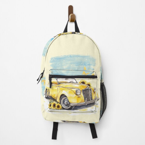 Item preview, Vintage Yellow Car with Sunflowers | Botanical Summer Art | Retro Convertible Illustration designed and sold by Plantinum.