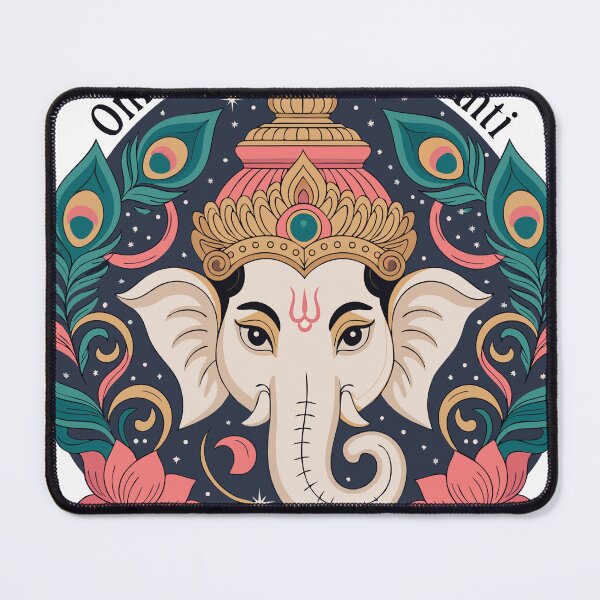 Item preview, Ornate Ganesha with "Om Shanti" and Peacock Feathers designed and sold by Loren Vesta.