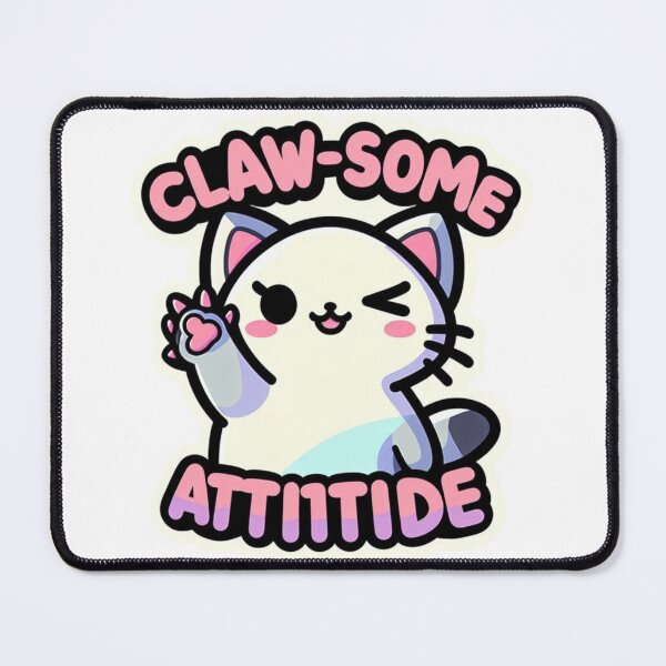 Item preview, Kawaii Cat Sticker Cute Chubby Cat with Funny Quote “Claw-some Attitude” designed and sold by Tickle Truths.