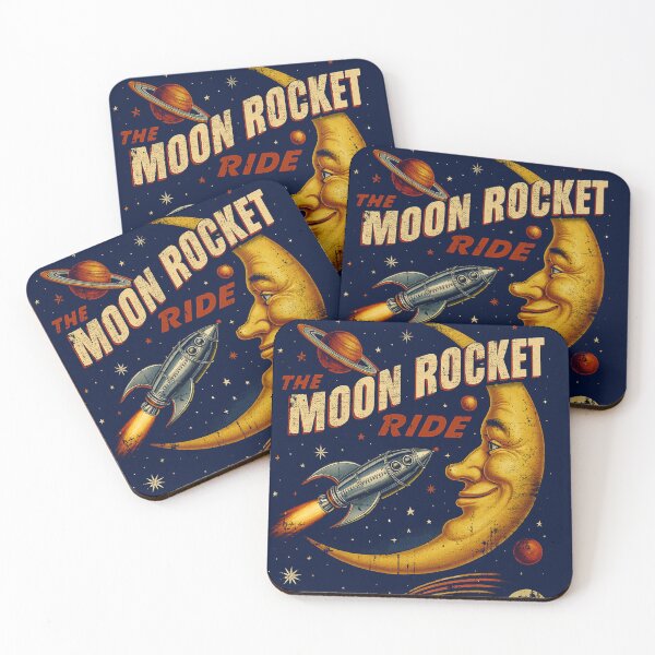 Item preview, The Moon Rocket Ride – Retro Space Carnival Poster designed and sold by monstermangraphic.