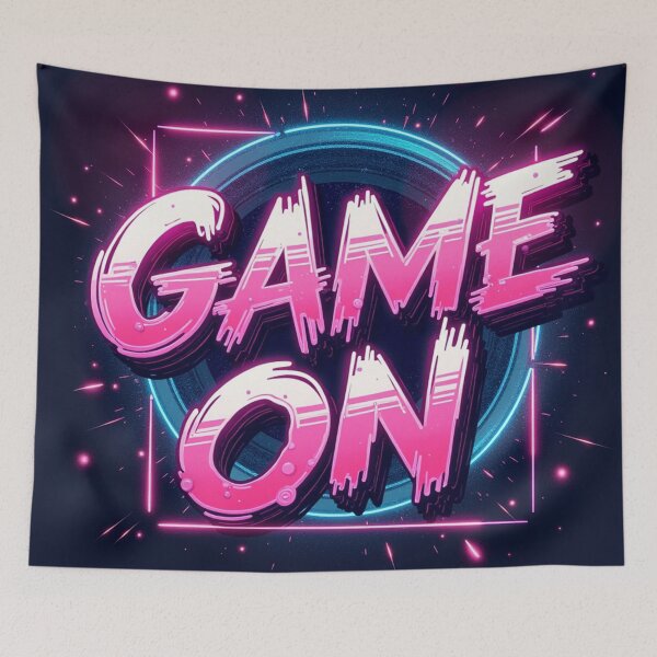 Item preview, Retro Glitch Gaming Poster | Neon Graffiti Vaporwave Art with Text designed and sold by Farzad Parhizkar.