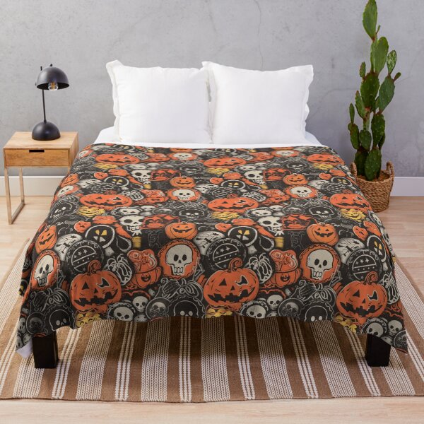 Item preview, Vintage Halloween Spooky Warped Collage Pattern | Retro Pumpkins Skulls Bats Ghosts Print designed and sold by NSB-Design.