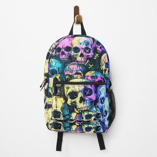 Item preview, Stacked Colorful Skulls Drawing Pattern designed and sold by FroggyFly Designs.