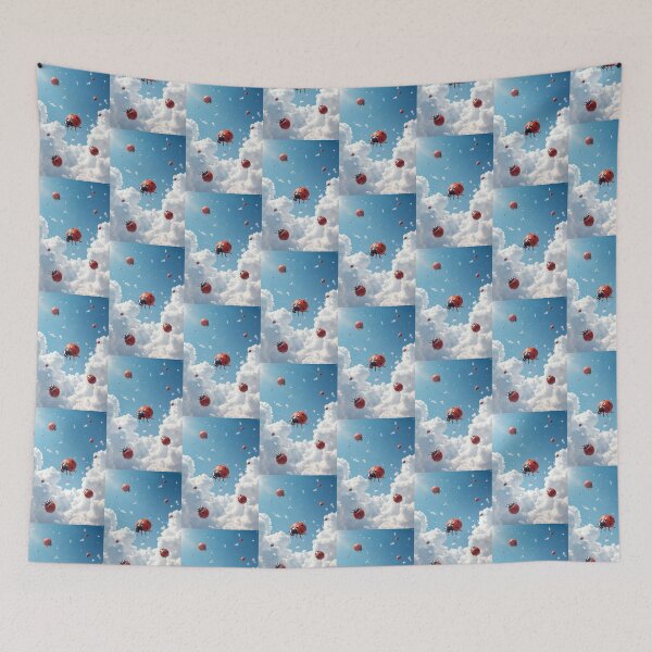 Item preview, Cute Ladybugs in the Sky – Whimsical Cloud and Kawaii Insect Art designed and sold by PixelVibe782.