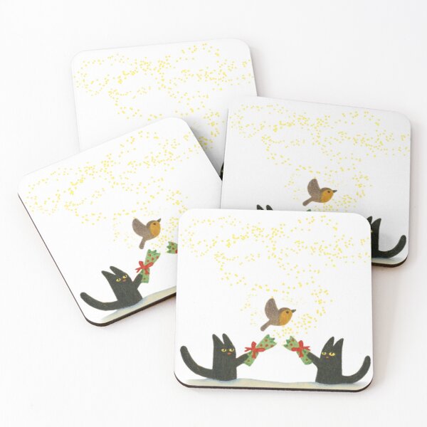 Item preview, Naughty Black Cats Pulling Cracker With Robin  designed and sold by TheWishingShed.