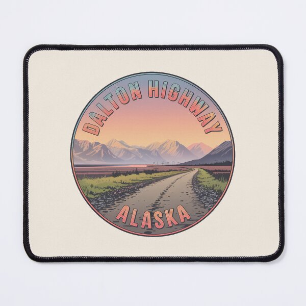 Item preview, Retro Sunset Badge Sticker – Dalton Highway, Alaska Travel Souvenir designed and sold by Horizon Tales.