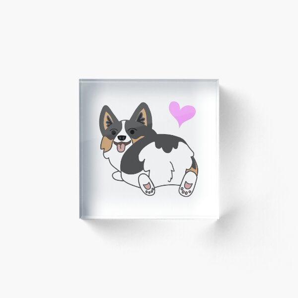I Love Corgi Butt, Tricolor Corgi Acrylic Block