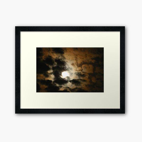Moon with Clouds Framed Art Print