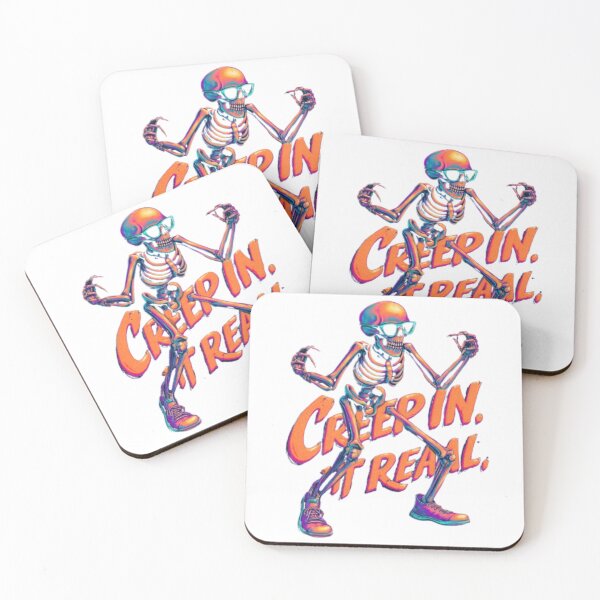 Item preview, Creep In Get Real – Retro Neon Skeleton designed and sold by AlexLineArt.
