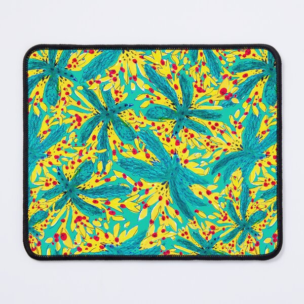 Item preview, Bold Abstract Floral Bird Pattern with Blue Blooms and Tropical Accents designed and sold by ElocinArtworks.