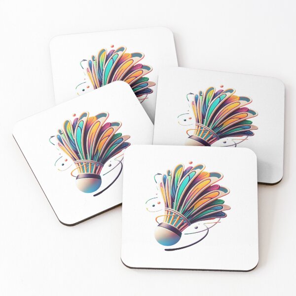 Item preview, Colorful Abstract Feathered Badminton Shuttlecock on a Black Background designed and sold by KanDa-Shop.