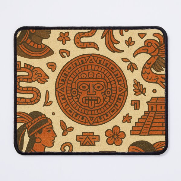Item preview, Vintage Aztec Seamless Pattern | Sun Stone, Pyramid & Tribal Geometric Design designed and sold by Patternomania.