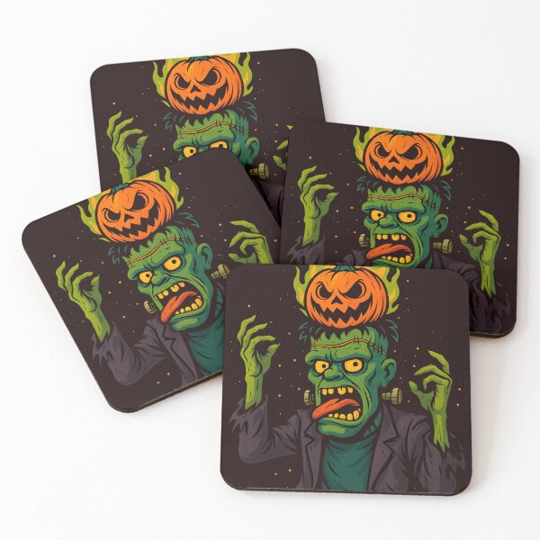 Item preview, Flaming Pumpkin Frankenstein T-Shirt – Crazy Halloween Monster Art designed and sold by YuriiHL.
