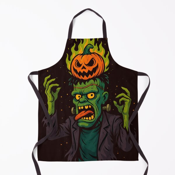 Item preview, Flaming Pumpkin Frankenstein T-Shirt – Crazy Halloween Monster Art designed and sold by YuriiHL.