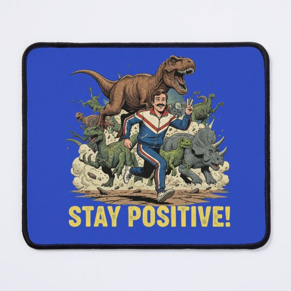 Item preview, Stay Positive – Funny Retro Dinosaur Chase Motivational Design designed and sold by InkwildStudio.