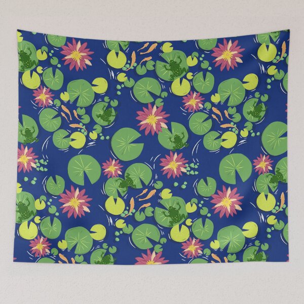 Item preview, Lily pads and frogs vector seamless repeat pattern designed and sold by Retro Street Studios.