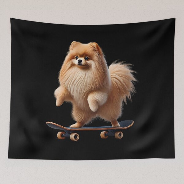 Item preview, Pomeranian Riding a Skateboard Skateboarding Skater Fans designed and sold by Kimberley King Art  King Art.