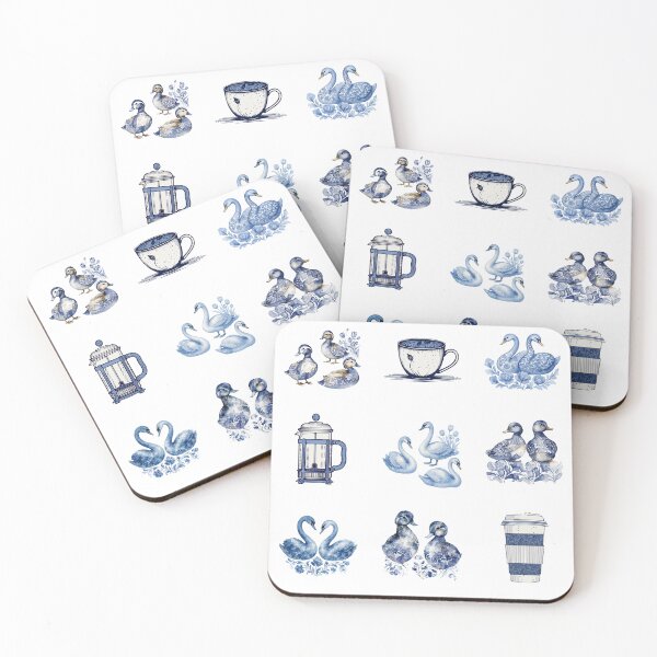 Item preview, Blue Ducks, Swans & Coffee designed and sold by JustJuJuDesigns.