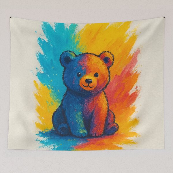 Item preview, Rainbow Splash Teddy Bear Digital Painting designed and sold by SYYmas.