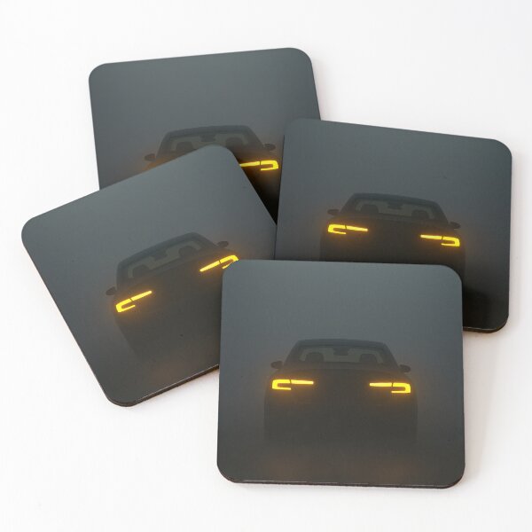 Item preview, Yellow Glow Taillights – Dark Car Silhouette designed and sold by PosterFuel.