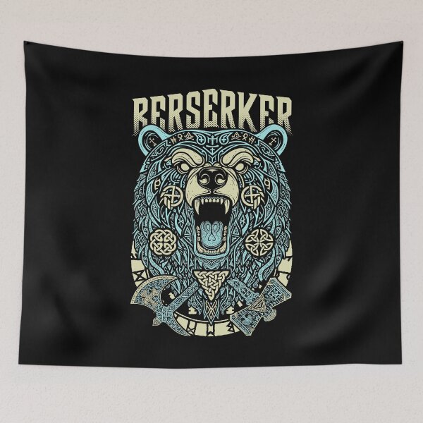 Item preview, Berserker Bear Viking Warrior Axe Hammer Norse Mythology designed and sold by GrandeDuc.