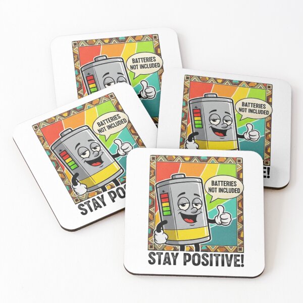 Item preview, Stay Positive – Funny Battery Cartoon Motivational Graphic Tee designed and sold by InkwildStudio.