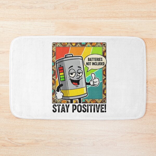 Item preview, Stay Positive – Funny Battery Cartoon Motivational Graphic Tee designed and sold by InkwildStudio.
