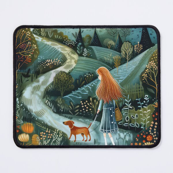 Item preview, Girl walking a dog, designed and sold by thewandswant.