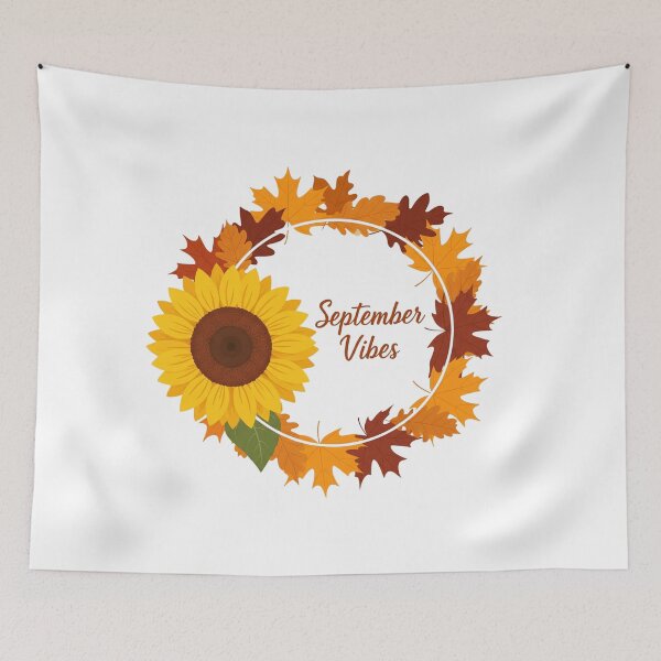 Item preview, Sunflower and Autumn Leaves September Vibes Frame designed and sold by RehanInkDesigns.