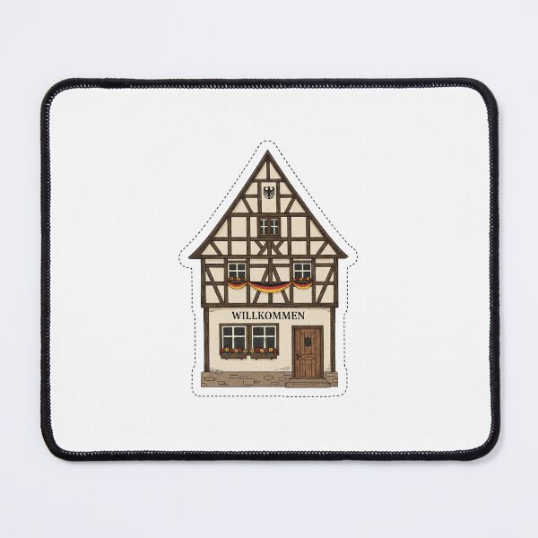 Item preview, Vintage German Fachwerkhaus "Willkommen" - Traditional Countryside Home Art designed and sold by ART-POD-PL.