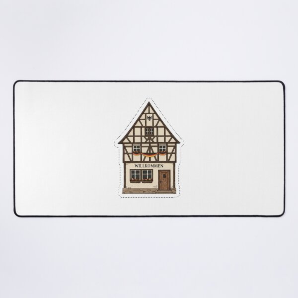 Item preview, Vintage German Fachwerkhaus "Willkommen" - Traditional Countryside Home Art designed and sold by ART-POD-PL.