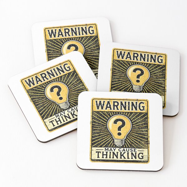 Item preview, Warning May Cause Thinking - Retro Lightbulb Idea Sign designed and sold by RedDelaney.