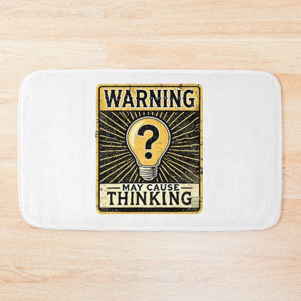 Item preview, Warning May Cause Thinking - Retro Lightbulb Idea Sign designed and sold by RedDelaney.