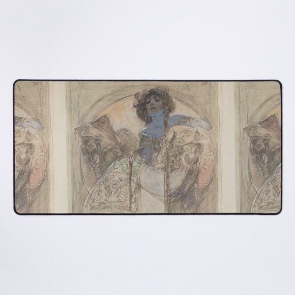 Item preview, Vinteage art Nouveau elegant Seated Woman – study for a poster Alfons Mucha designed and sold by Vintage Designs +.