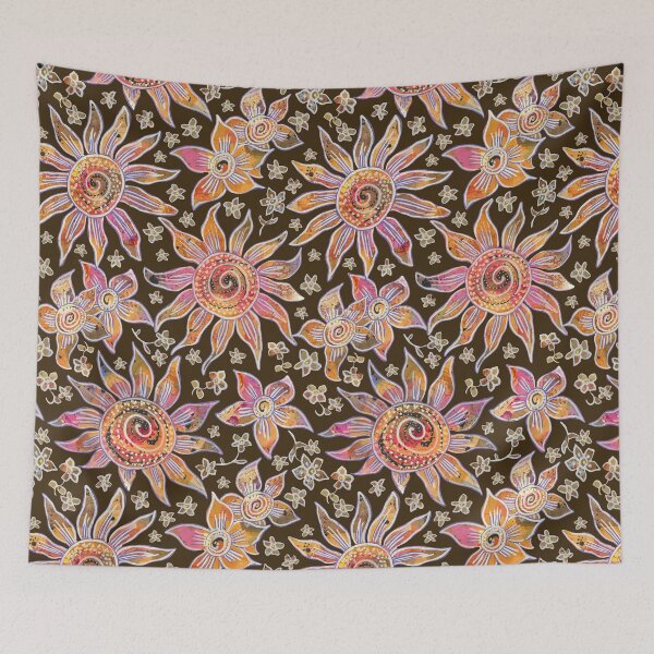 Item preview, Boho 70s Floral - Dark designed and sold by lottibrown.