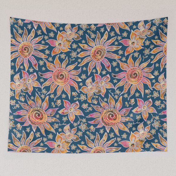 Item preview, Boho 70s Floral - Blue designed and sold by lottibrown.