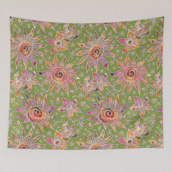 Item preview, Boho 70s Floral - Green designed and sold by lottibrown.