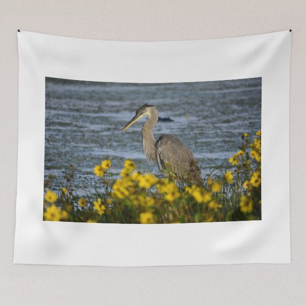 Item preview, Heron Among Yellow Flowers designed and sold by MercerImages.