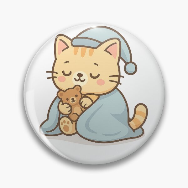 Item preview, Sleepy Cat in Pajamas with Teddy – Cozy Kawaii Illustration designed and sold by ShopBrightNest.