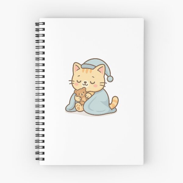 Item preview, Sleepy Cat in Pajamas with Teddy – Cozy Kawaii Illustration designed and sold by ShopBrightNest.