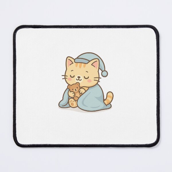 Item preview, Sleepy Cat in Pajamas with Teddy – Cozy Kawaii Illustration designed and sold by ShopBrightNest.