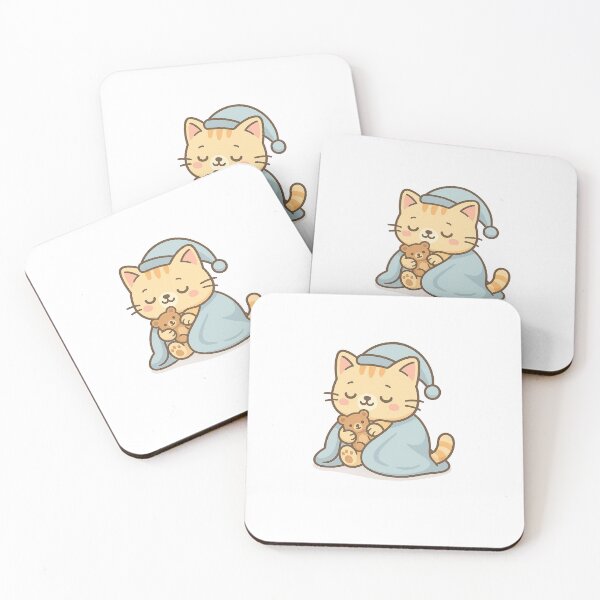 Item preview, Sleepy Cat in Pajamas with Teddy – Cozy Kawaii Illustration designed and sold by ShopBrightNest.